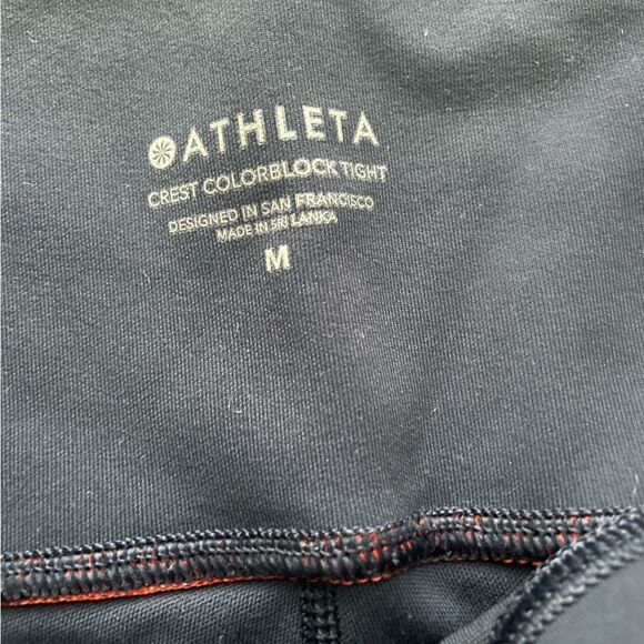 Athleta Crest Colorblock Tight Leggings Pants Size M Petite Navy Blue Orange - Picture 4 of 4